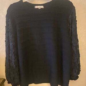 Anthropologie black  Lace Sleeve Blouse